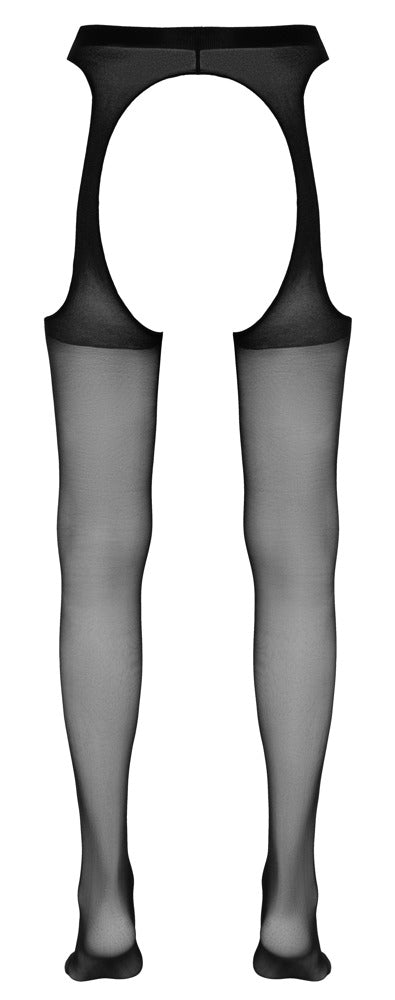 Cottelli LEGWEAR Jarretel panty fluweelzacht - Zwart