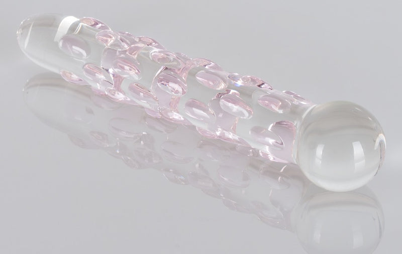 Icicles Glazen dildo met stimulerende stippen - Transparant