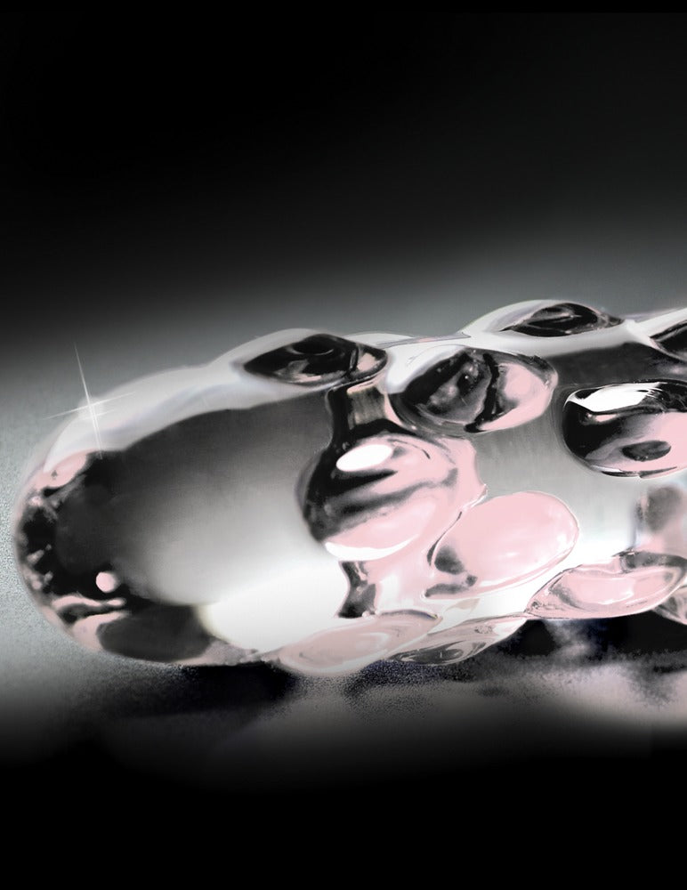 Icicles Glazen dildo met stimulerende stippen - Transparant