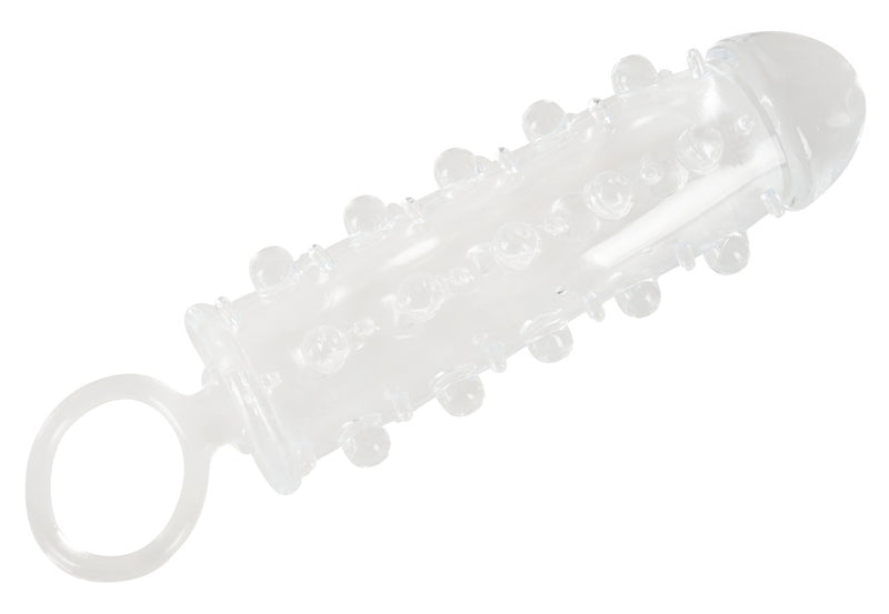 Crystal Penis sleeve met verlenging & stimulerende stippen - Transparant