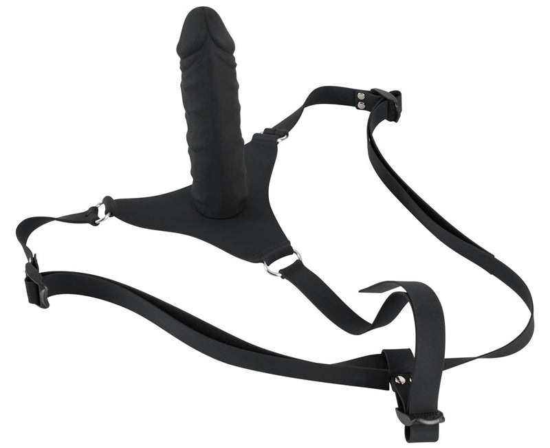 You2Toys Strap-on met gespsluiting en verstelbare jarretels - Zwart