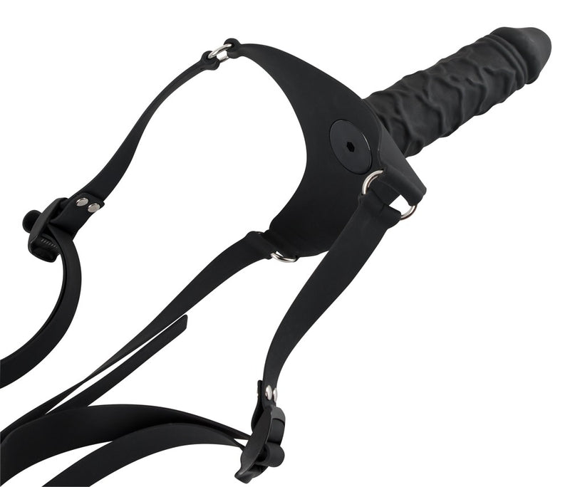 You2Toys Strap-on met gespsluiting en verstelbare jarretels - Zwart