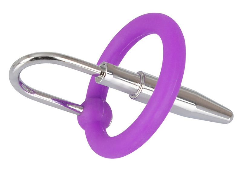Penisplug eikelring met dilator een silicone - Paars