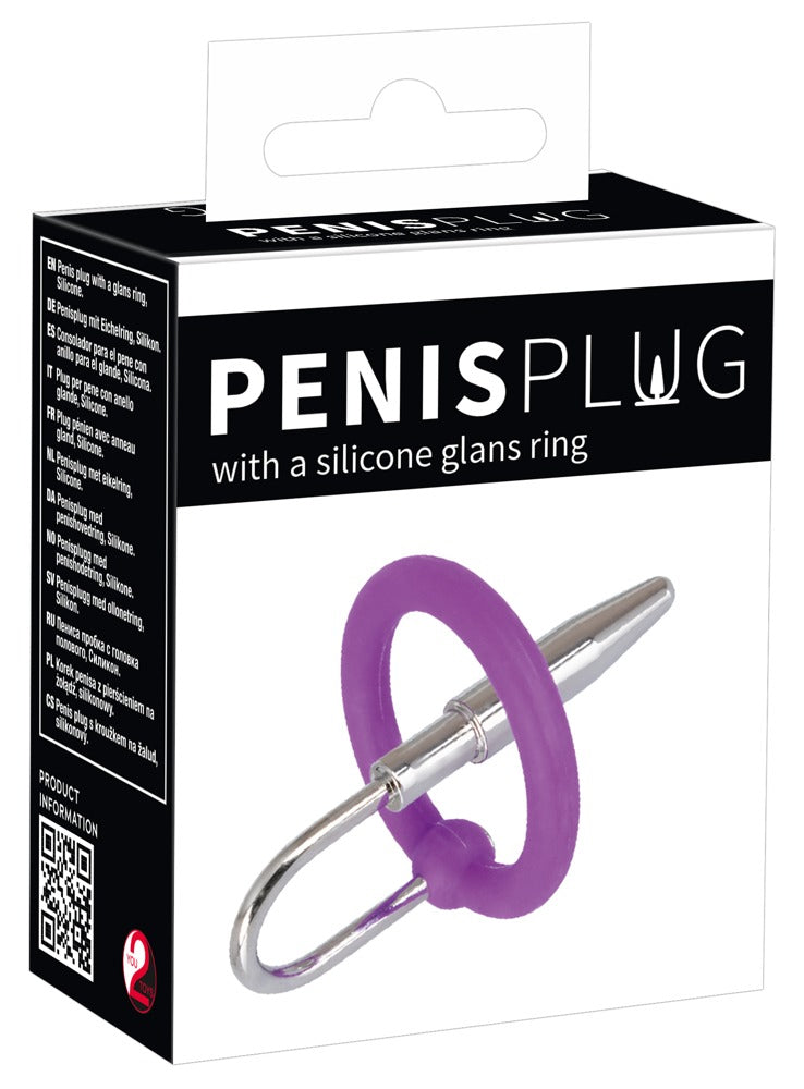 Penisplug eikelring met dilator een silicone - Paars