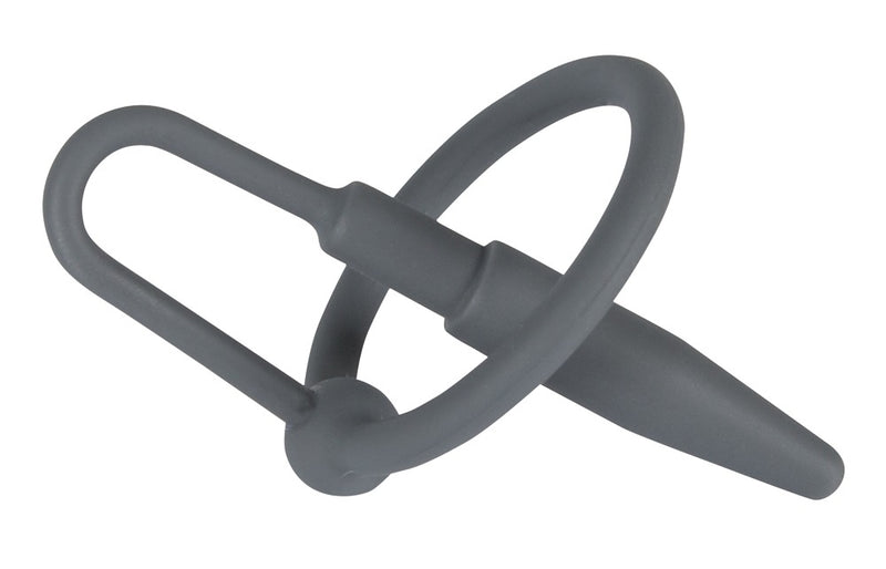 Penisplug Met Glansring met flexibele eikelring - Grijs