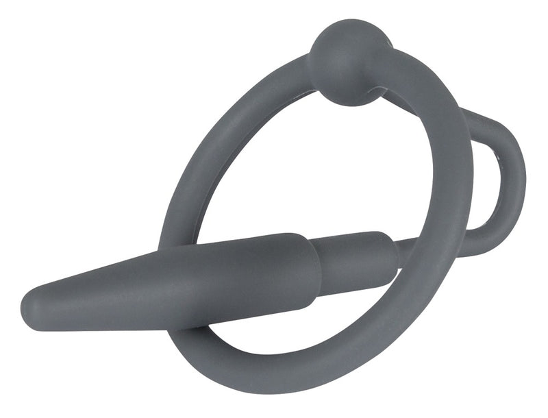 Penisplug Met Glansring met flexibele eikelring - Grijs