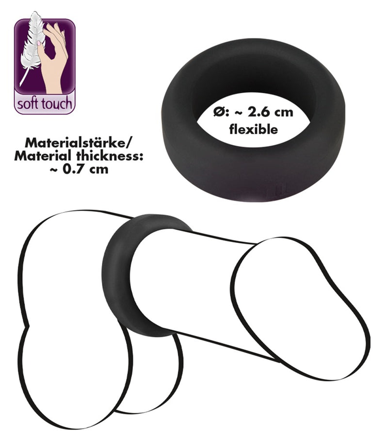 Black Velvets Cockring flexibel met bloedstuwend effect - Zwart