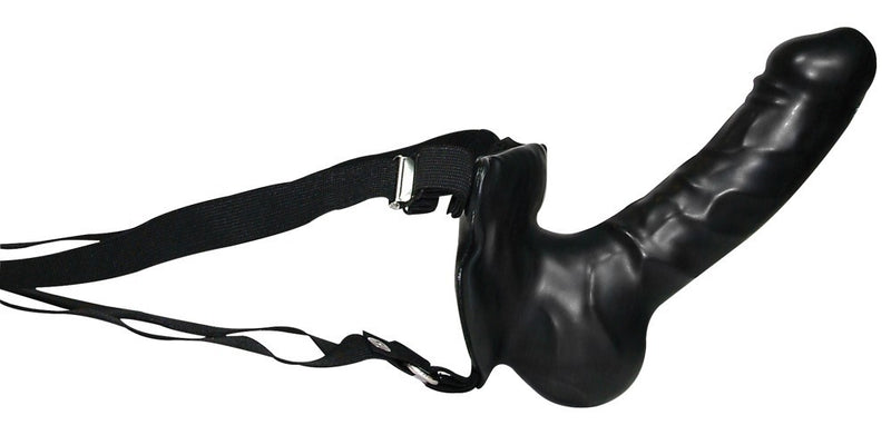 You2Toys Strap-on dildo met bolletjes en adering - Zwart