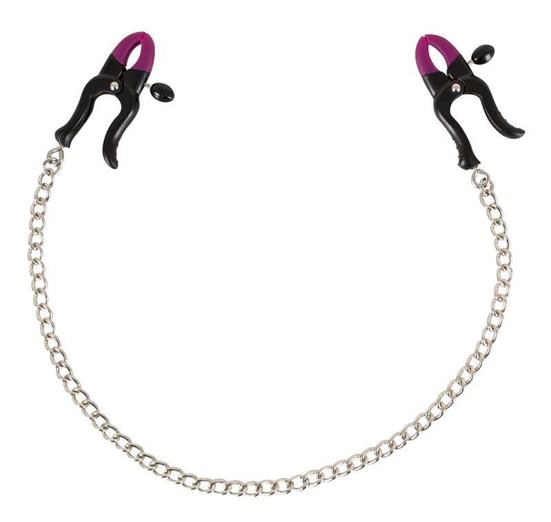 Bad Kitty ketting met tepelklemmen - Zwart