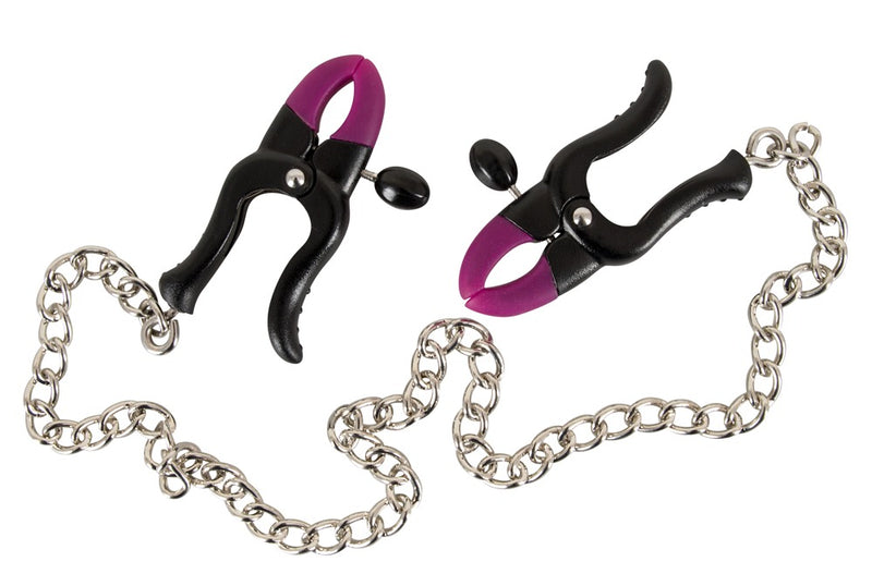 Bad Kitty ketting met tepelklemmen - Zwart