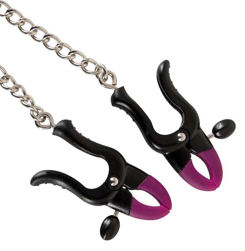 Bad Kitty ketting met tepelklemmen - Zwart