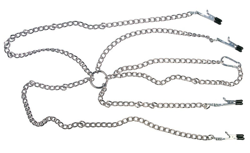 Fetish Collection harnas met klemmen - Zilver
