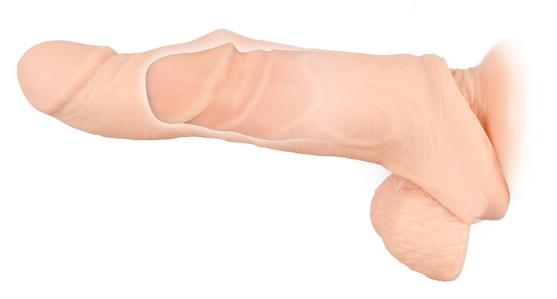 Nature Skin Penis sleeve met uitbreiding en eikel - Huidskleur