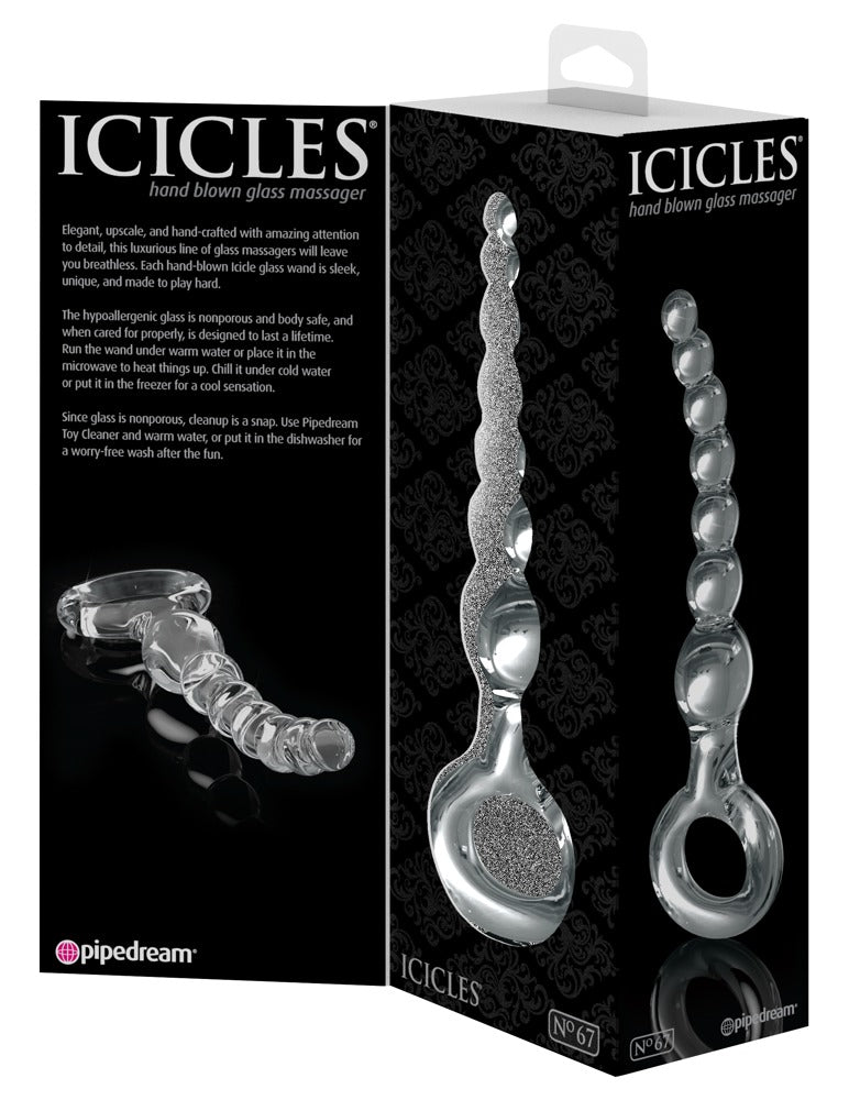 Icicles Anal beads gebogen met 7 kralen - Transparant