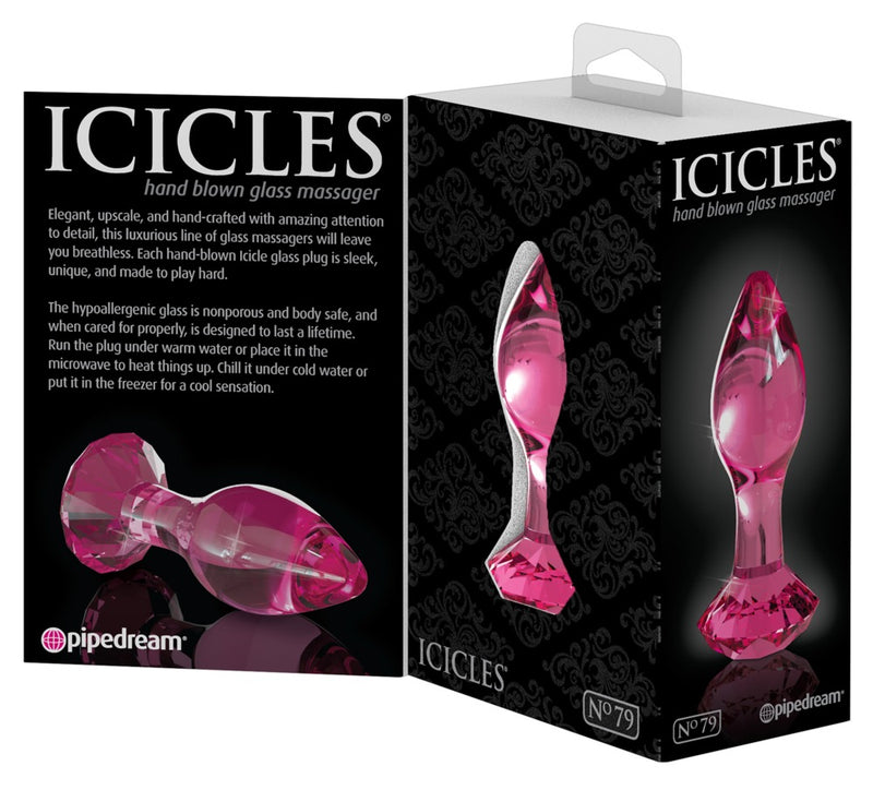 Icicles Butt plug kegelvormig met glasstop - Roze