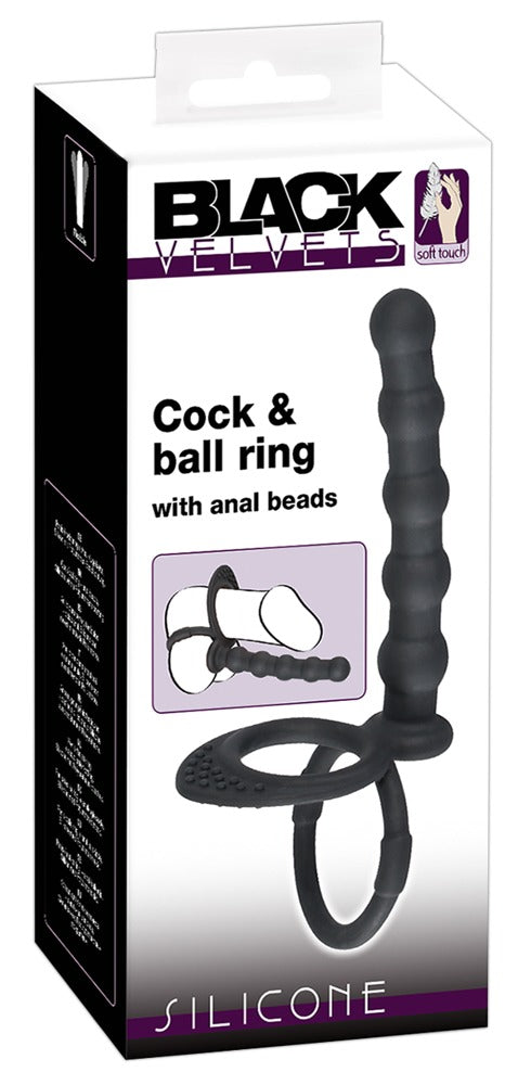 Black Velvets Cock & ball ring - Zwart