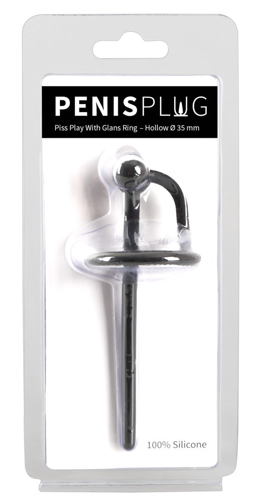 Penisplug Piss Play ring - Zwart