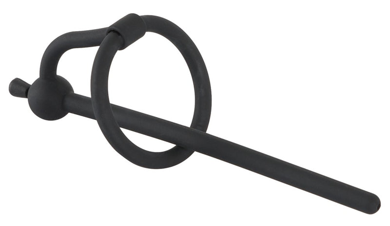 Penisplug holle ring met stop - Zwart