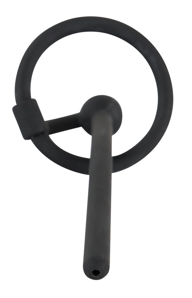 Penisplug holle ring met stop - Zwart