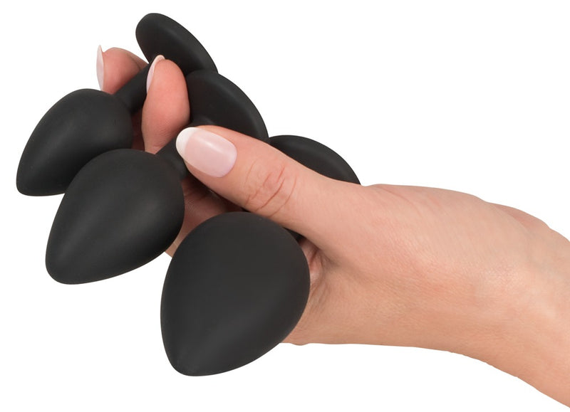 Black Velvets Anaal set met douche en 3 buttplugs - Zwart