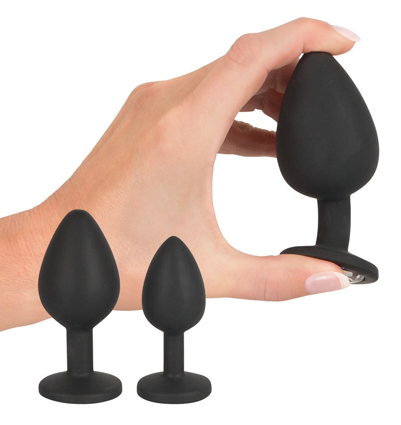 Black Velvets Anaal set met douche en 3 buttplugs - Zwart