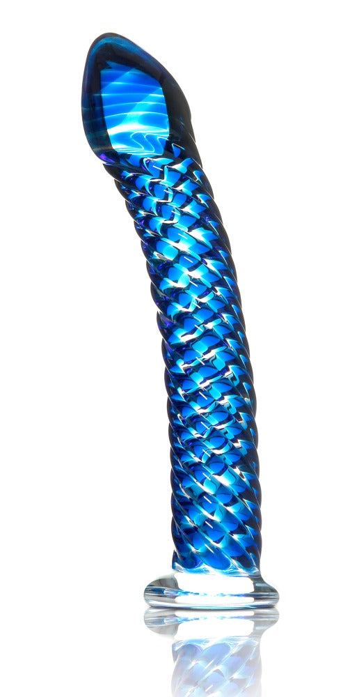 Icicles Glazen dildo met warm/koud effect - Blauw
