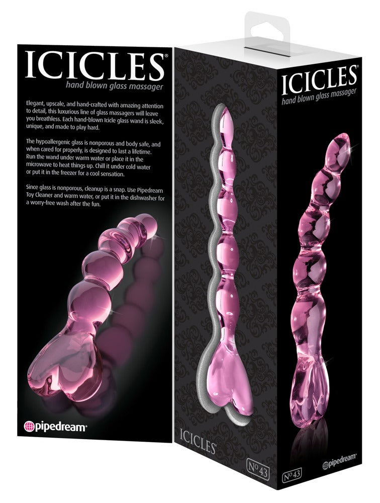 Icicles Glazen dildo opwarmbaar/afkoelbaar - Roze