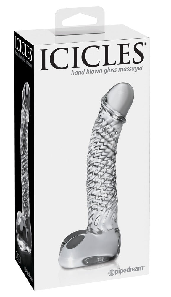 Icicles Glazen dildo met temperatuurwissel - Transparant