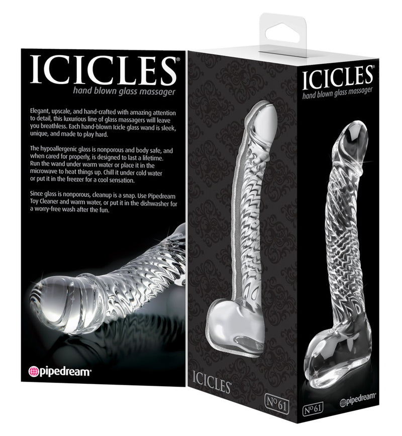 Icicles Glazen dildo met temperatuurwissel - Transparant