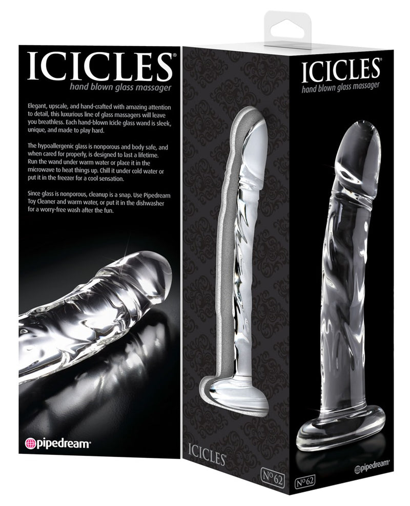 Icicles Glazen dildo met temperatuureffect - Transparant