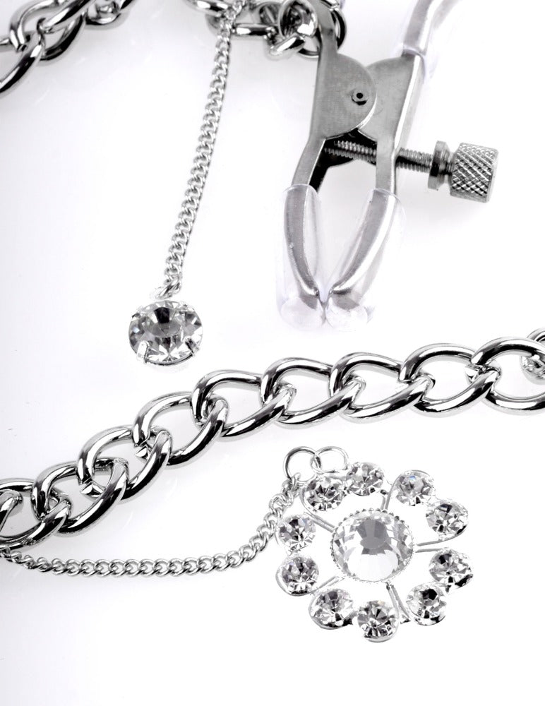 Fetish Fantasy Series Tepelklemmen verstelbaar met decoratieve hanger - Zilver