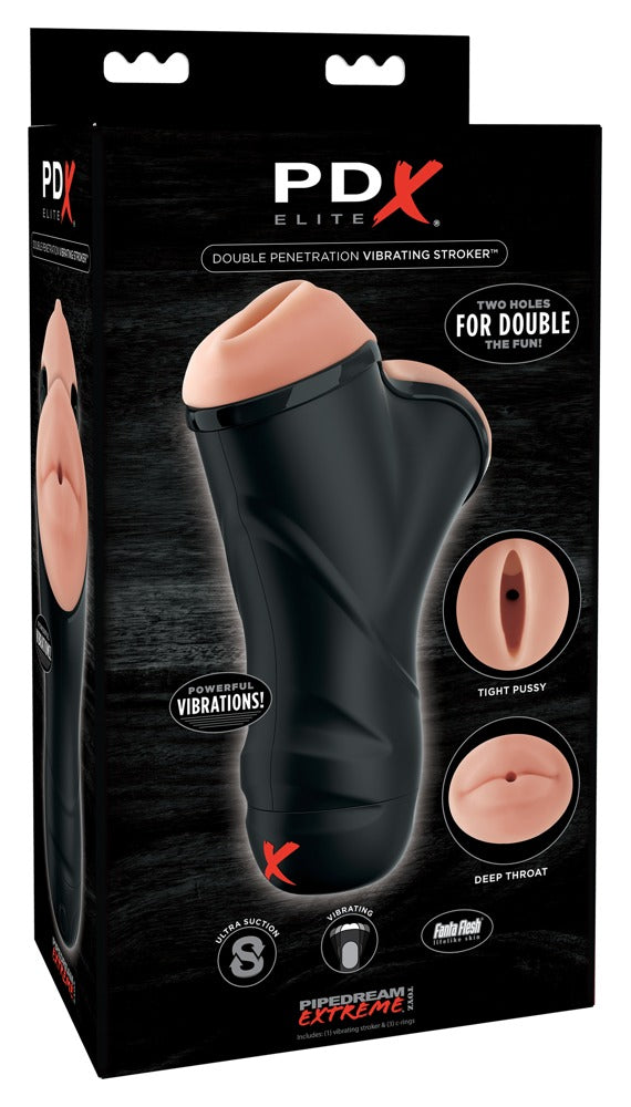 PDX Elite Dubbele penetratie vibrerend stroker - Huidskleur