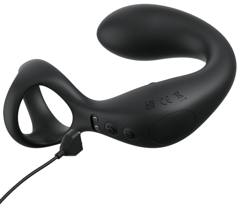 Anal Fantasy Elite Prostate vibrator met perineumstimulator & cockring - Zwart