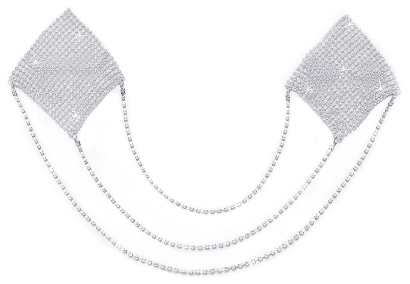 Cottelli ACCESSOIRES Tepelplakkers vierkant met glitter en kettingen - Zilver