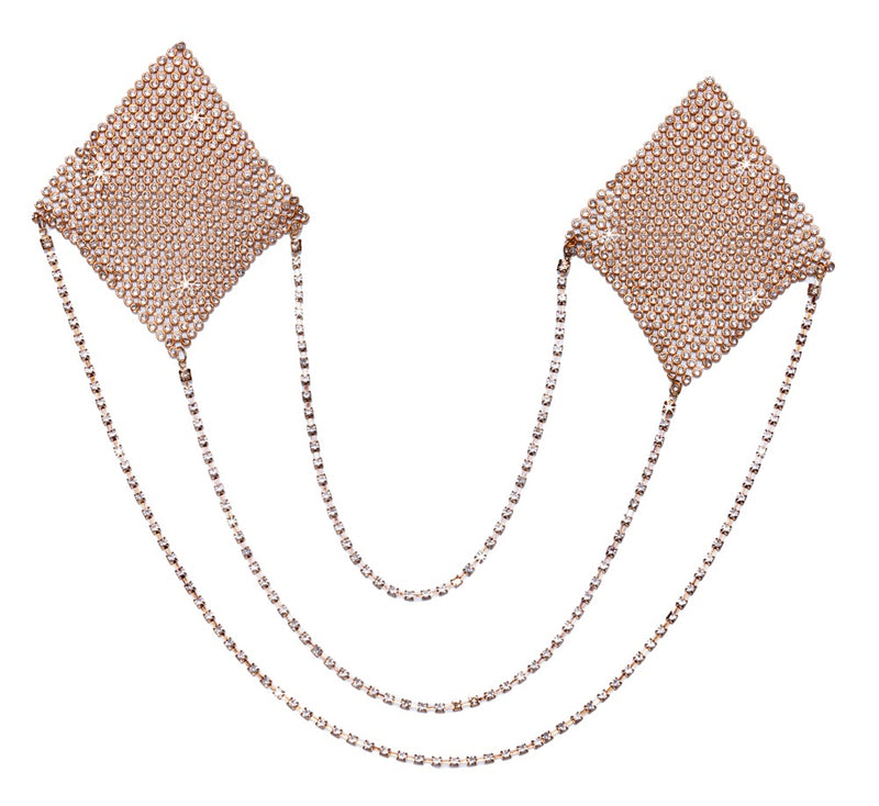Cottelli ACCESSOIRES Tepelplakkers vierkant met glitter en kettingen - Goud
