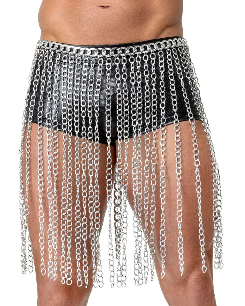 Bad Kitty Chainmail kraag/rok met karabijnhaak - Zilver