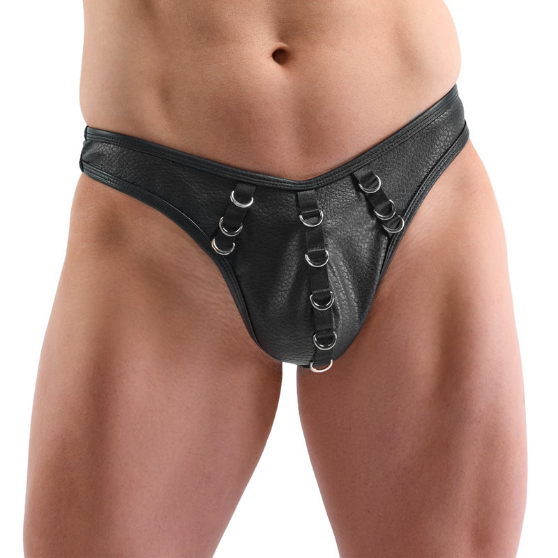Svenjoyment onthullende string met ringen - Zwart