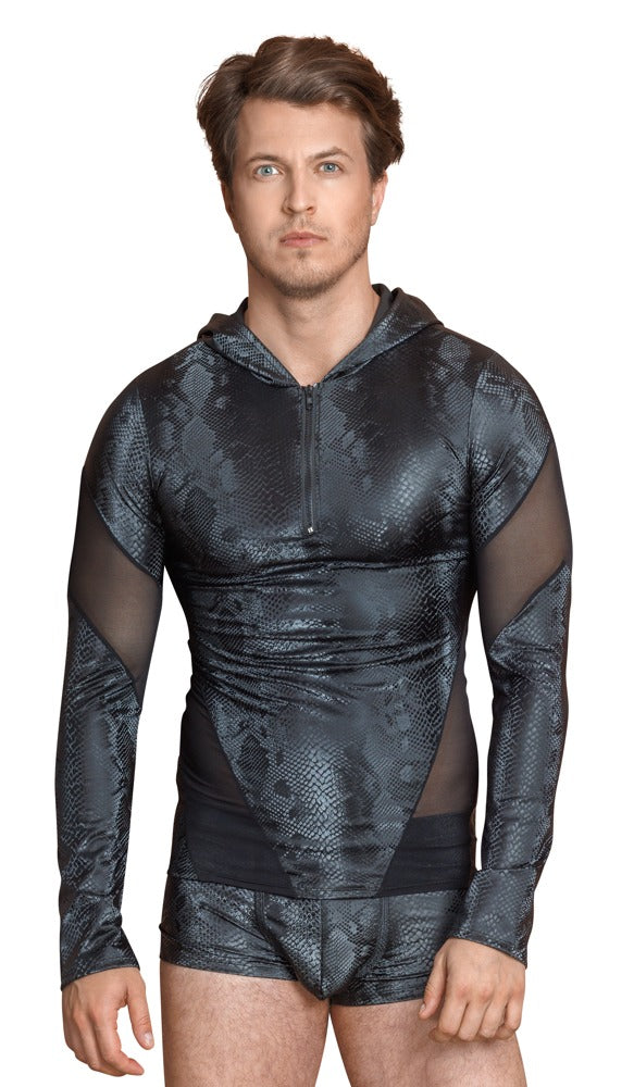 NEK glinsterend shirt met capuchon - Zwart
