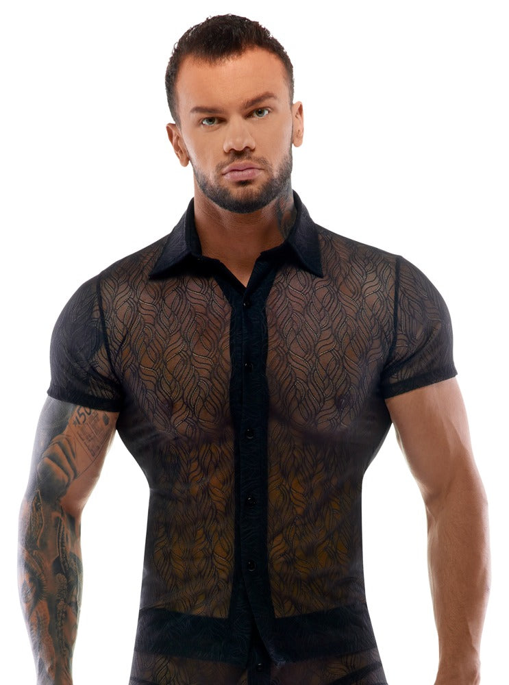 Svenjoyment strak shirt met halve mouwen - Zwart