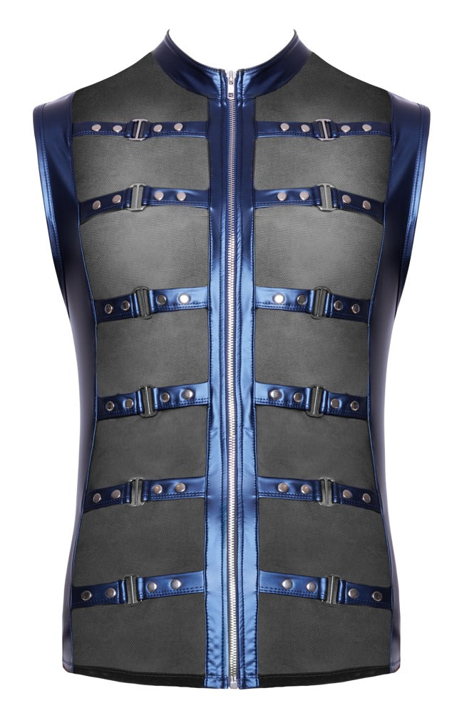 NEK bandjes shirt met ritssluiting - Blauw