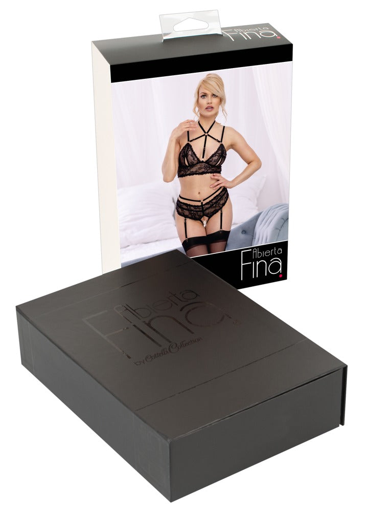 Abierta Fina bralette met splitjes - Zwart