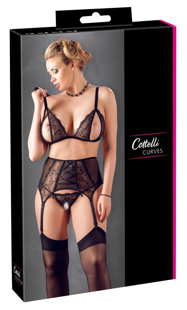 Cottelli CURVES Jarretel set - Zwart