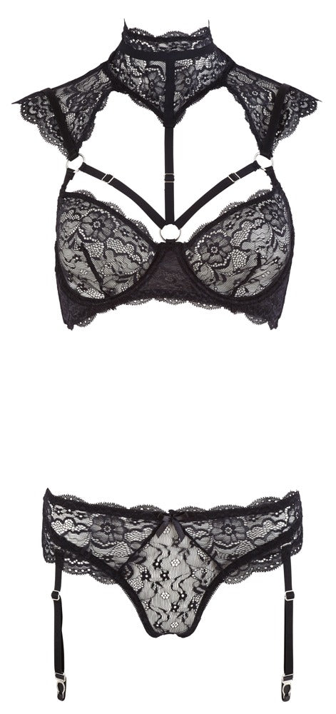 Cottelli LINGERIE beugel bra met bloemenkant - Zwart