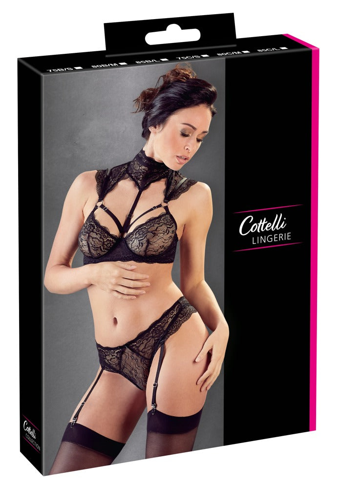 Cottelli LINGERIE beugel bra met bloemenkant - Zwart