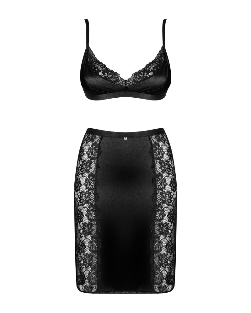 Obsessive Blanita satijnen set - Zwart