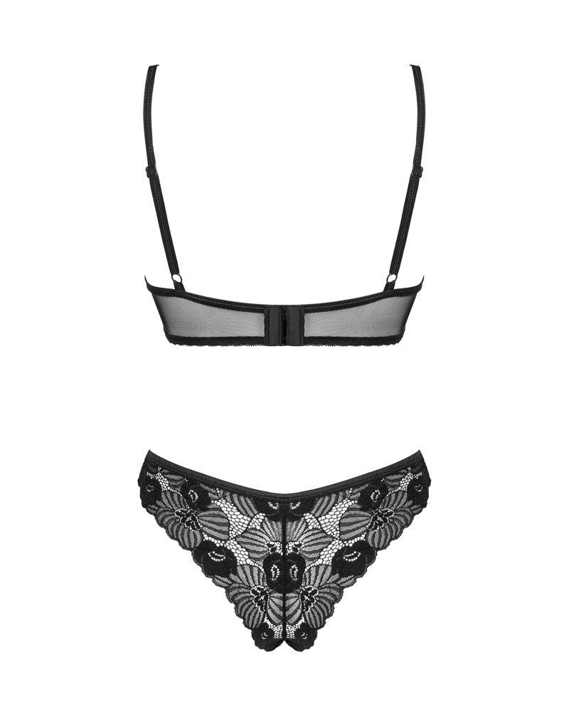 Obsessive Serena Love beugel-bra & thong set - Zwart