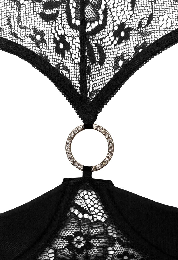 Cottelli LINGERIE Shelf bra met glinsterende ring - Zwart