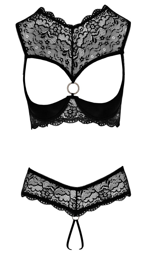 Cottelli LINGERIE Shelf bra met glinsterende ring - Zwart