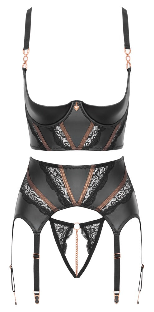 Abierta Fina Jarretel set - Zwart