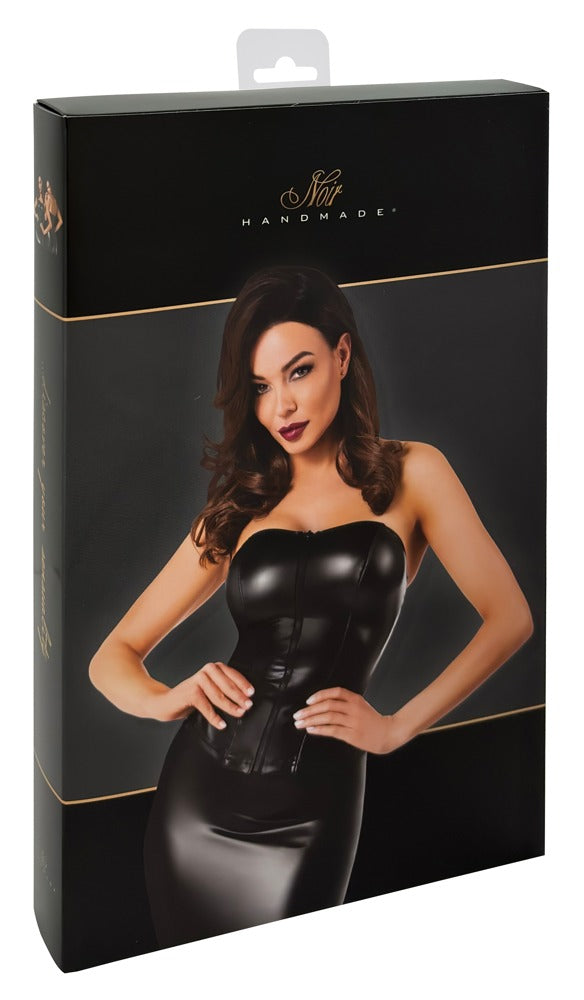 Korsetlook top met ritssluiting - Zwart